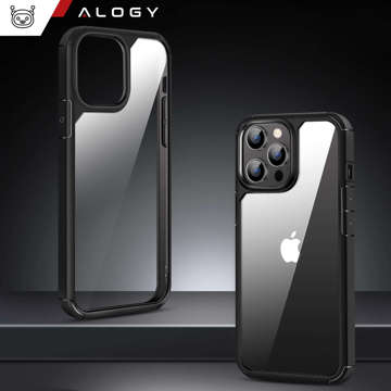 Case for iPhone 14 Pro Max set of 4 glasses 5in1 armored 360 Alogy Hybrid 2x screen glass 2x lens black-transparent