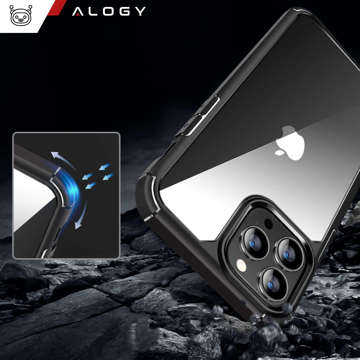 Case for iPhone 14 Pro Max set of 4 glasses 5in1 armored 360 Alogy Hybrid 2x screen glass 2x lens black-transparent