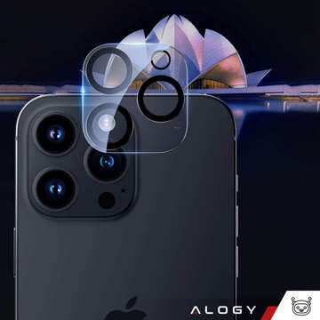 Case for iPhone 14 Pro Max set of 4 glasses 5in1 armored 360 Alogy Hybrid 2x screen glass 2x lens black-transparent