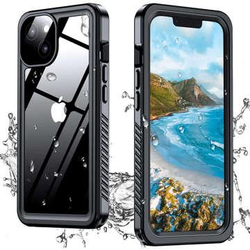 Case for iPhone 14 Waterproof Armored 360 Case Hybrid Camera Lens Protection IP68 Waterproof Black