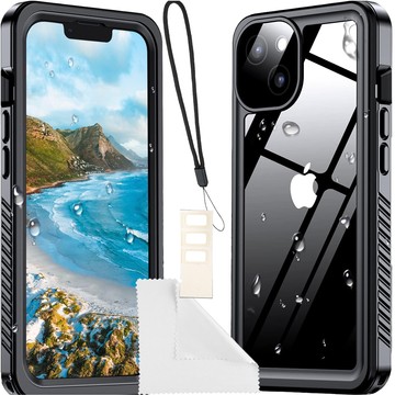 Case for iPhone 14 Waterproof Armored 360 Case Hybrid Camera Lens Protection IP68 Waterproof Black