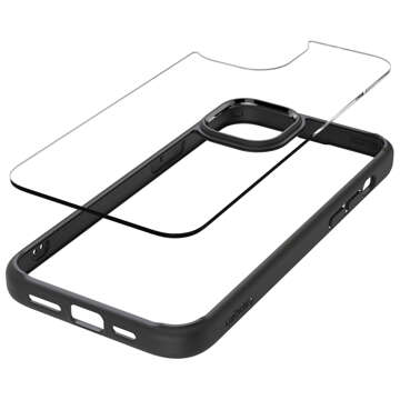 Case for iPhone 15 Plus Spigen Ultra Hybrid Case, black back cover, Matte Black Glass