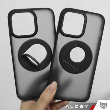 Case for iPhone 15 Pro 360 Ring Case Armored Matte Black Magnet Holder Alogy