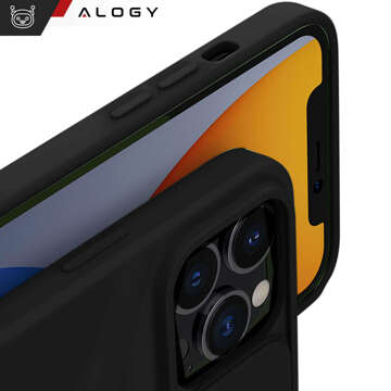 Case for iPhone 15 Pro Max Slide Case with Lens Protector Camera Housing Matte Black Alogy Soft Matt Glass