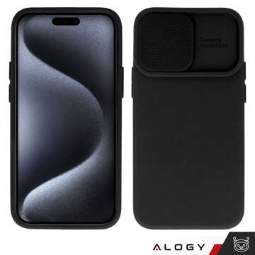 Case for iPhone 15 Pro Max Slide Case with lens cover, camera housing, matte black Alogy Soft Matt