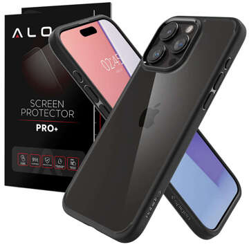 Case for iPhone 15 Pro Max Spigen Ultra Hybrid Case, back cover, Matte Black Glass