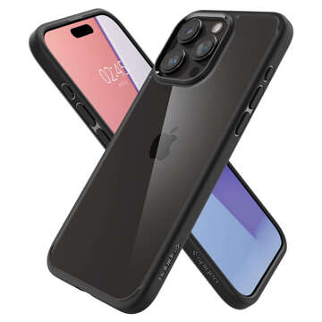 Case for iPhone 15 Pro Max Spigen Ultra Hybrid Case, back cover, Matte Black Glass