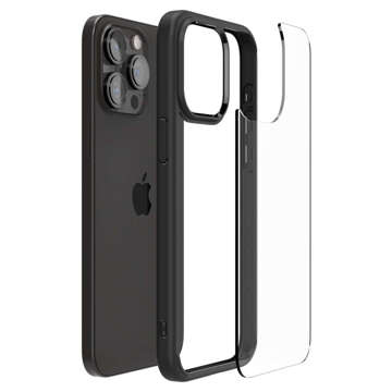 Case for iPhone 15 Pro Max Spigen Ultra Hybrid Case, back cover, Matte Black Glass