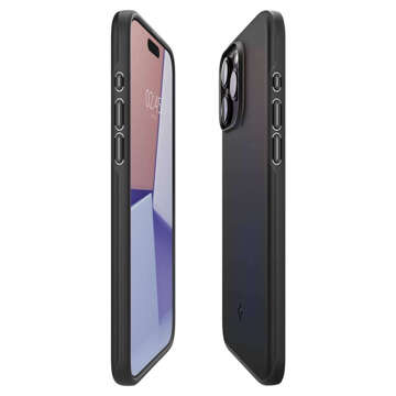 Case for iPhone 15 Pro Spigen Tin Fit Case, protective back for the phone, Black Glass