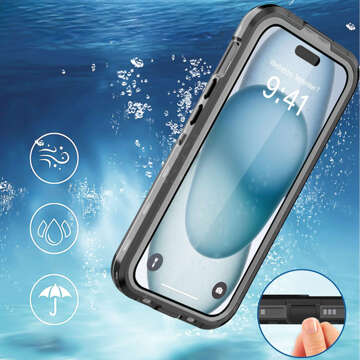 Case for iPhone 15 waterproof Mag Safe Case armored waterproof housing black and gray