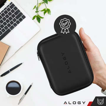 Case large zipped box Alogy Protect cover universal for accessories headphones cable charger Black