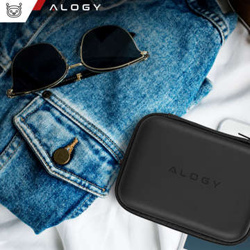 Case large zipped box Alogy Protect cover universal for accessories headphones cable charger Black