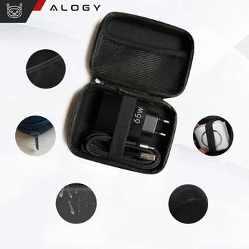 Case large zipped box Alogy Protect cover universal for accessories headphones cable charger Black