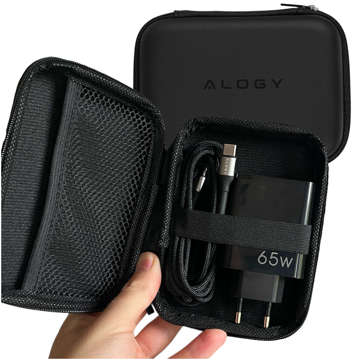 Case large zipped box Alogy Protect cover universal for accessories headphones cable charger Black