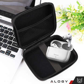 Case large zipped box Alogy Protect cover universal for accessories headphones cable charger Black