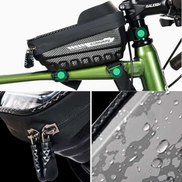 Case pannier bicycle bag waterproof bike bag with window for phone 7 inches handlebar holder 2L black