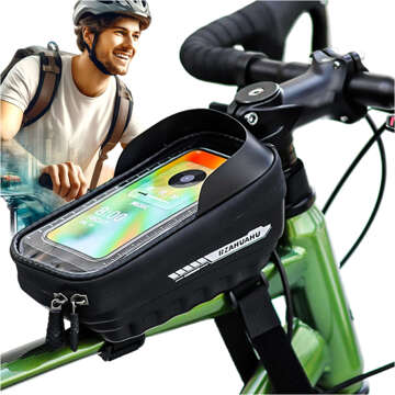 Case pannier bicycle bag waterproof bike bag with window for phone 7 inches handlebar holder 2L black