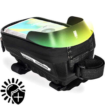 Case pannier bicycle bag waterproof bike bag with window for phone 7 inches handlebar holder 2L black