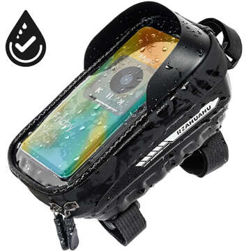 Case pannier bicycle bag waterproof bike bag with window for phone 7 inches handlebar holder 2L black