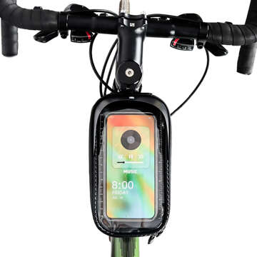 Case pannier bicycle bag waterproof bike bag with window for phone 7 inches handlebar holder 2L black