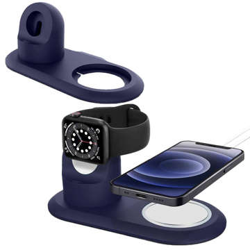 Charger Holder for MagSafe 2in1 Alogy Stand for Apple Watch/ iPhone 12 13 Navy