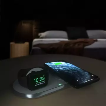 Choetech 2in1 Qi wireless charger for smartphones / Apple Watch with stand (MFI) USB Type C white (T317)