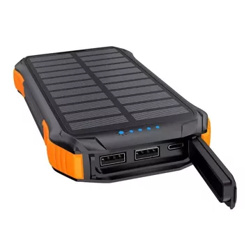 Choetech B658 solar powerbank 2x USB 10000mAh Qi 5W (black and orange)