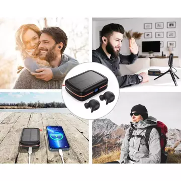 Choetech TWS wireless headphones waterproof with solar panel and built-in 2500mAh powerbank black (BH-T05)