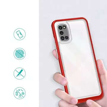 Clear 3in1 case for Samsung Galaxy A03s (166) gel cover with frame red