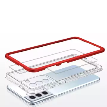 Clear 3in1 case for Samsung Galaxy S21 5G gel cover with frame red