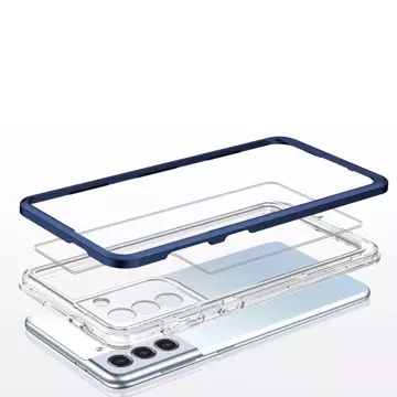 Clear 3in1 case for Samsung Galaxy S22 (S22 Plus) gel cover with frame blue