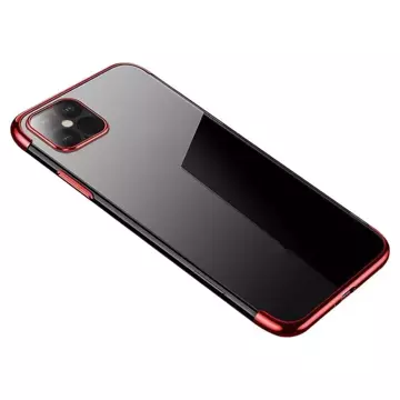 Clear Color case gel cover case with metallic frame iPhone 13 mini red