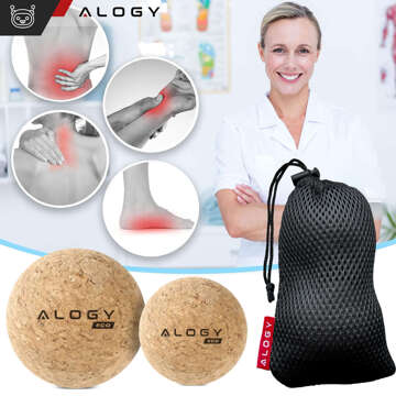 Cork ball Set of 2 ECO balls for muscle massage massager hard small Cork balls 6cm and 5.3cm Alog bag sport fitness