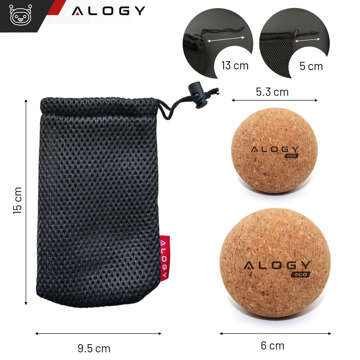 Cork ball Set of 2 ECO balls for muscle massage massager hard small Cork balls 6cm and 5.3cm Alog bag sport fitness