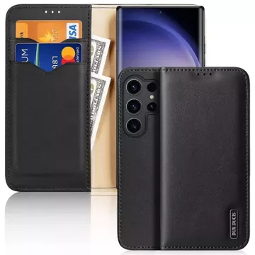 DUX DUCIS Hivo case - leather wallet case for Samsung Galaxy S24 Ultra, black