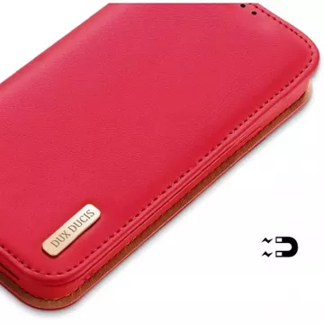 DUX DUCIS Hivo case - leather wallet for Apple iPhone 15 Plus red
