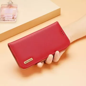 DUX DUCIS Hivo case - leather wallet for Apple iPhone 15 Plus red