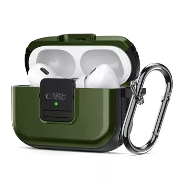 Defender Hook Magsafe Earphone Protective Case for Apple Airpods Pro 1 / 2 Olive Green