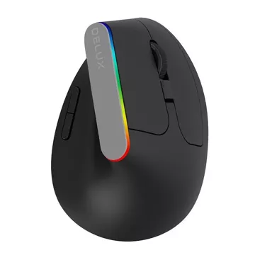 Delux M618C 2.4G 1600DPI RGB Wireless Vertical Mouse (Black)