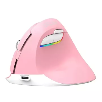 Delux M618Mini DB BT 2.4G 2400DPI Wireless Vertical Mouse (Pink)