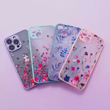 Design Case for iPhone 12 Pro cover with flowers light blue