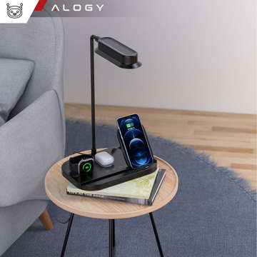 Desk lamp charger for iPhone Watch Airpods QI induction 15W LED desk lamp Alogy 4in1 Black