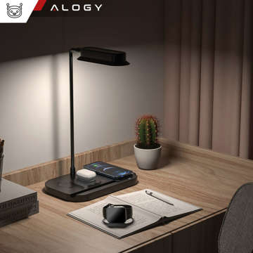 Desk lamp charger for iPhone Watch Airpods QI induction 15W LED desk lamp Alogy 4in1 Black