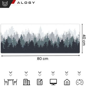 Desk pad for mouse keyboard Anti-slip gaming protective mat XL 80x40 cm Alogy Las Forest