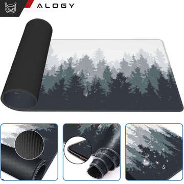 Desk pad for mouse keyboard Anti-slip gaming protective mat XL 80x40 cm Alogy Las Forest