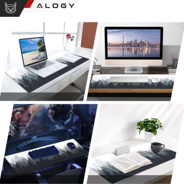 Desk pad for mouse keyboard Anti-slip gaming protective mat XL 80x40 cm Alogy Las Forest