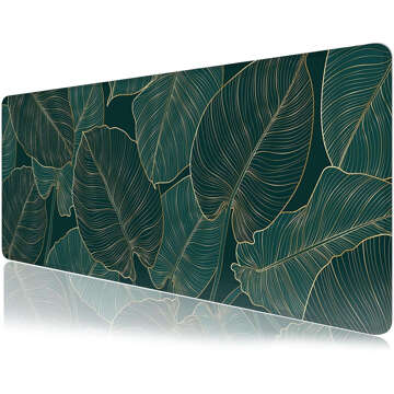 Desk pad for mouse keyboard Anti-slip gaming protective mat XL 80x40 cm Alogy Leaves Big Leaves