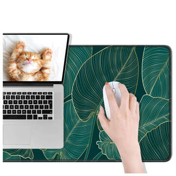 Desk pad for mouse keyboard Anti-slip gaming protective mat XL 80x40 cm Alogy Leaves Big Leaves