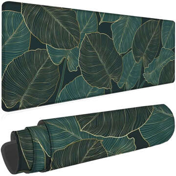 Desk pad for mouse keyboard Anti-slip gaming protective mat XL 80x40 cm Alogy Leaves Big Leaves