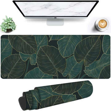 Desk pad for mouse keyboard Anti-slip gaming protective mat XL 80x40 cm Alogy Leaves Big Leaves